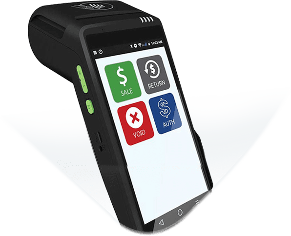 a credit card reader with a screen